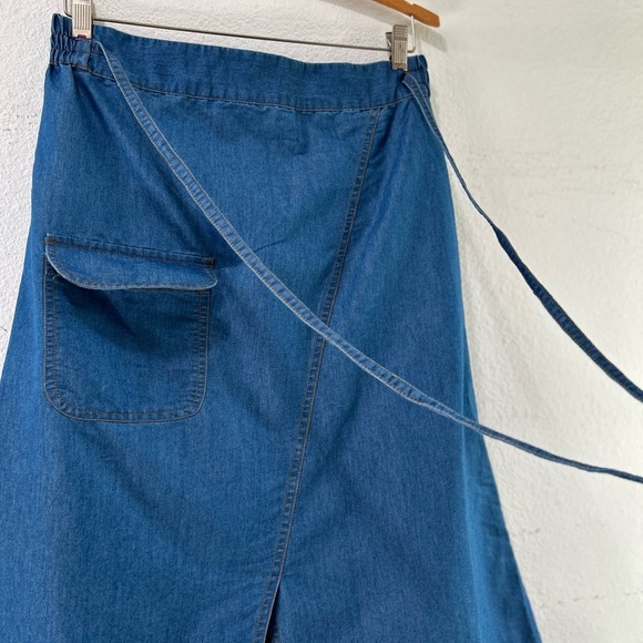 RD+koko A Line Mide Skirt Denim Blue Wrap Skirt - Picture 10 of 16